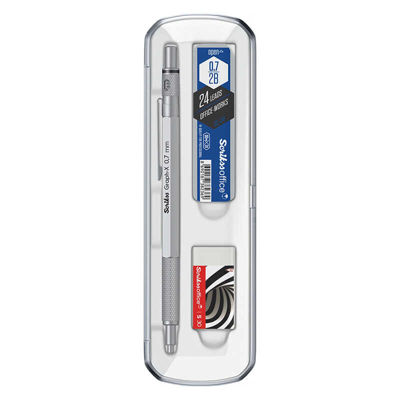 Scrikss Graph-X Versatil Uçlu Kalem Metal 0.7 mm 3'lü Set - Kurşuni Gri