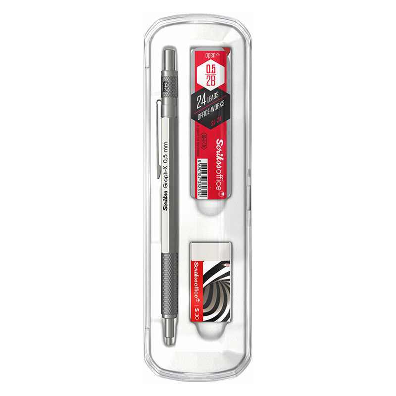 Scrikss Graph-X Versatil Uçlu Kalem Metal 0.5 mm 3'lü Set - Saten Gri