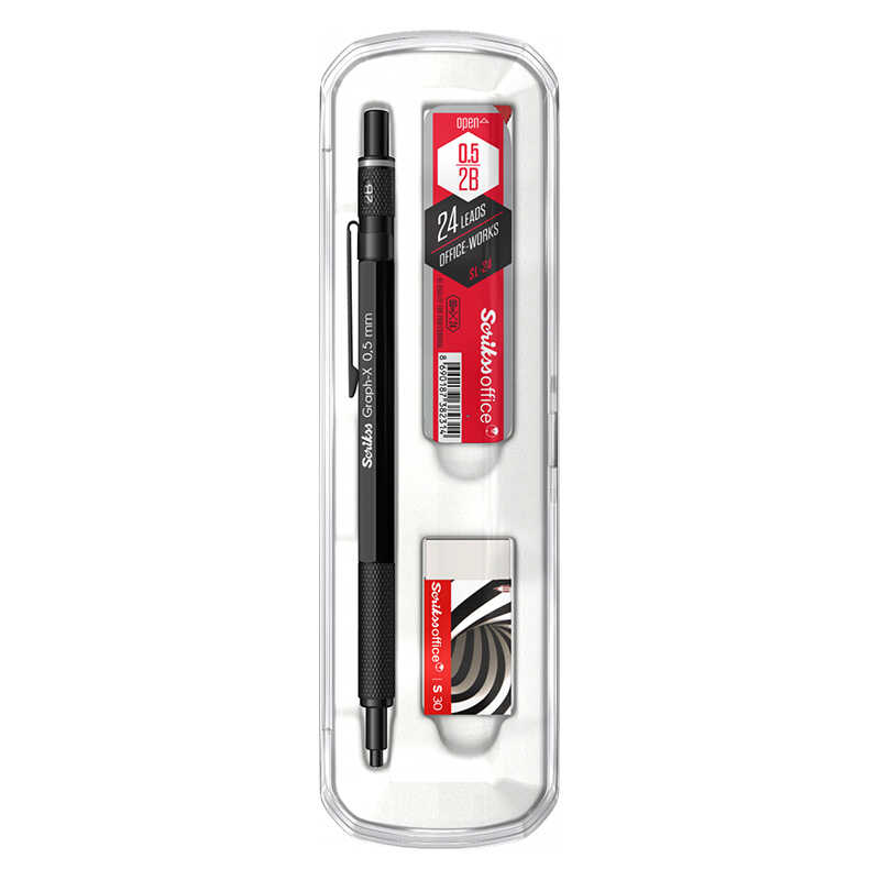 Scrikss Graph-X Versatil Uçlu Kalem Metal 0.5 mm 3'lü Set - Mat Siyah