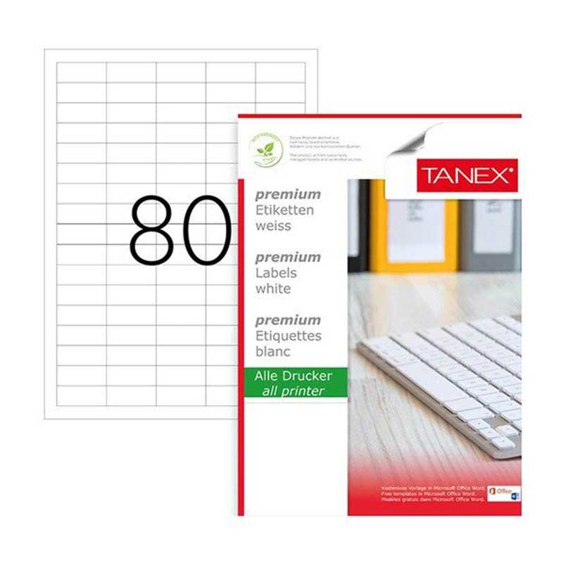 Tanex TW-2180 Lazer Etiket 37 x 14.25 mm