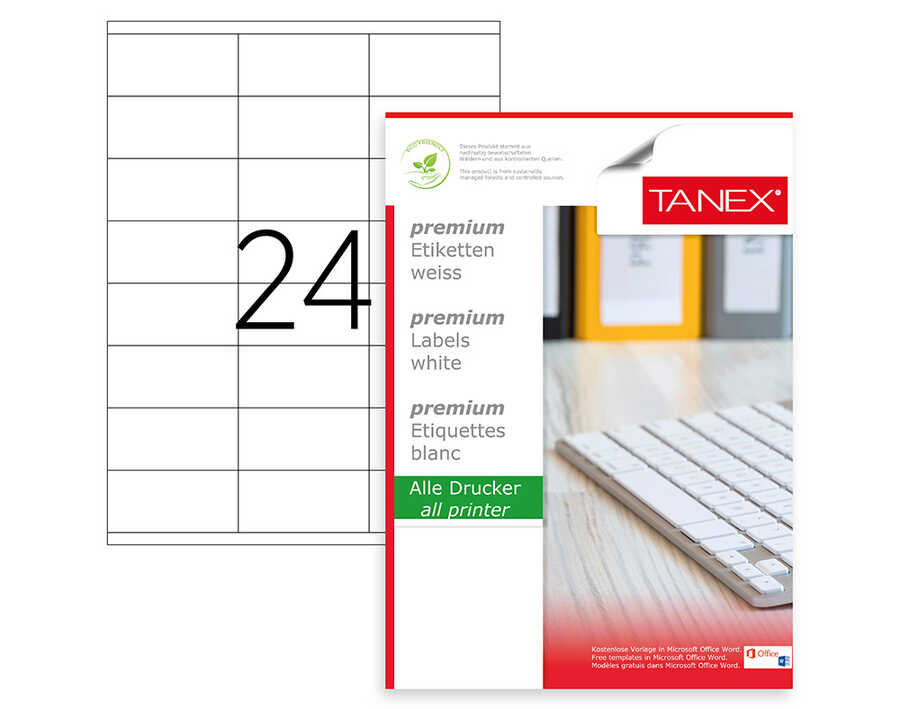 Tanex TW-2324 Lazer Etiket 70 x 35 mm