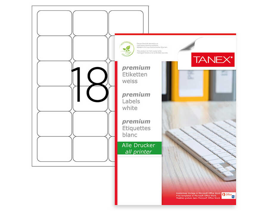 Tanex TW-2018 Lazer Etiket 63,5 x 46,6 mm