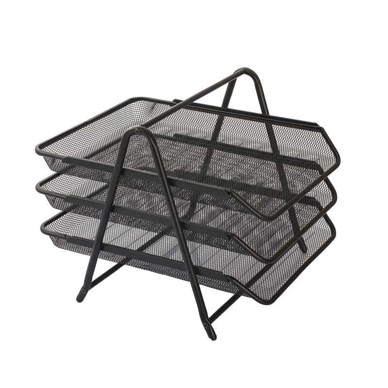 Kraf 460G Metal Perfore Evrak Rafı 3 Katlı - Siyah