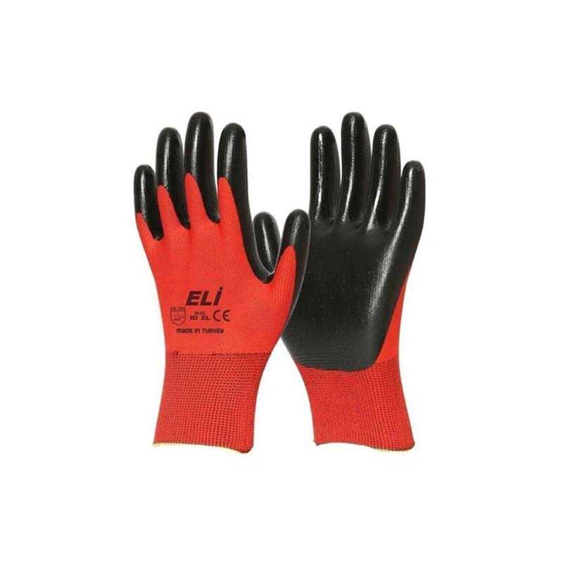 By Eli Nitril İş Eldiveni Kırmızı No:10 XL P12 