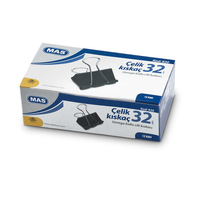 Mas 930 Çelik Kıskaç 32 mm 12'li Paket - Siyah