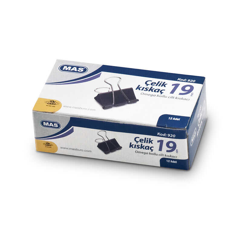 Mas 920 Çelik Kıskaç 19 mm 12'li Paket - Siyah