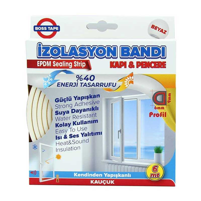 Boss Tape Kapı Pencere İzolasyon Bandı Kauçuk 9 mm x 6 m - Beyaz