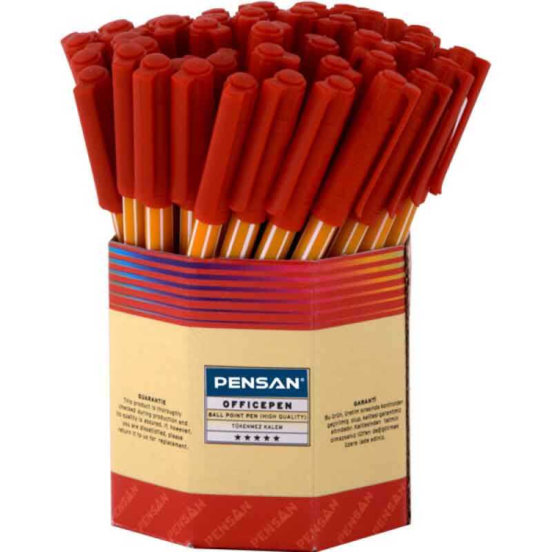 Pensan 1010 Ofispen Tükenmez Kalem 1.0 mm 60'lı Paket - Kırmızı
