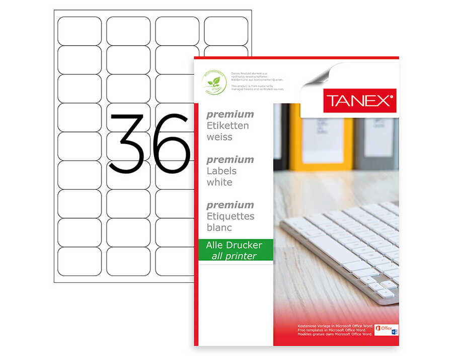 Tanex TW-2036 Lazer Etiket 45 x 30 mm