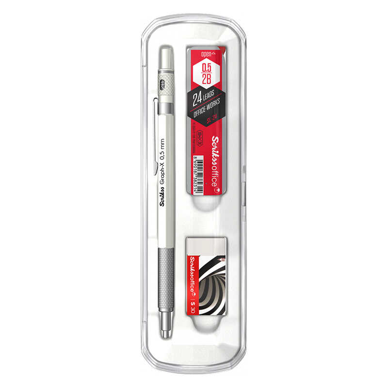 Scrikss Graph-X Versatil Uçlu Kalem Metal 0.5 mm 3&prime;lü Set - Beyaz