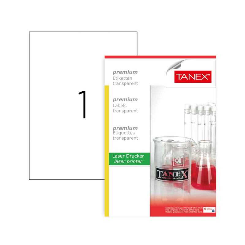 Tanex Lazer Etiket Şeffaf TW-2000 210x297 mm 25'li