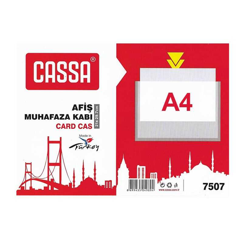 Cassa 7507 Afiş Muhafaza Kabı A4 210x297 mm - Şeffaf 