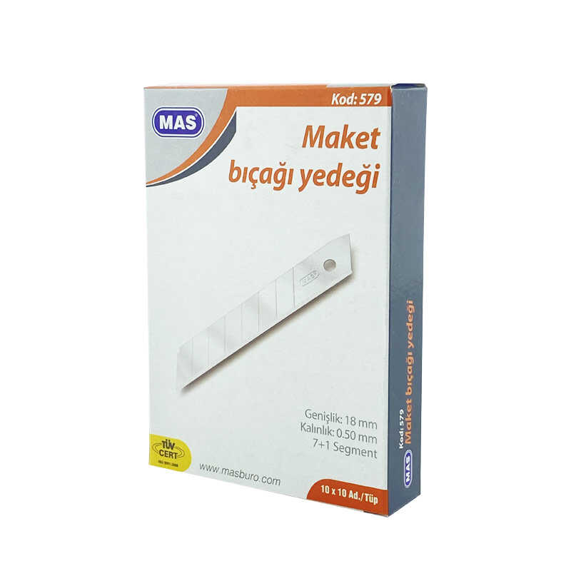 Mas 579 Maket Bıçağı Yedeği Geniş No:18 100'lü Kutu