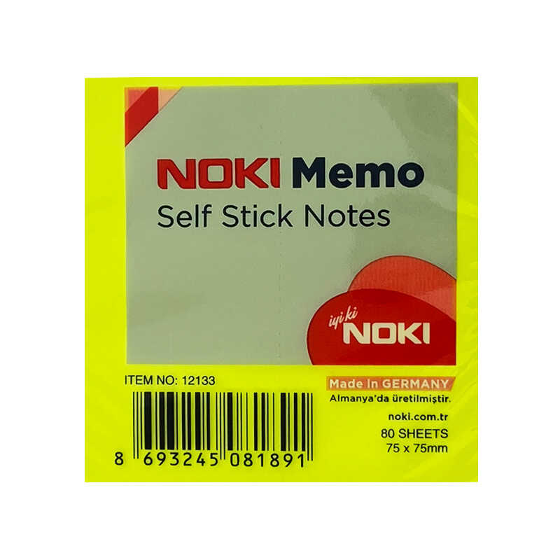 Noki Yapışkanlı Not Kağıdı Limon Sarı 75x75