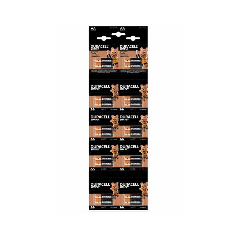 Duracell Alkalin AA Kalem Pil 2x10 Kartela 20'li Paket