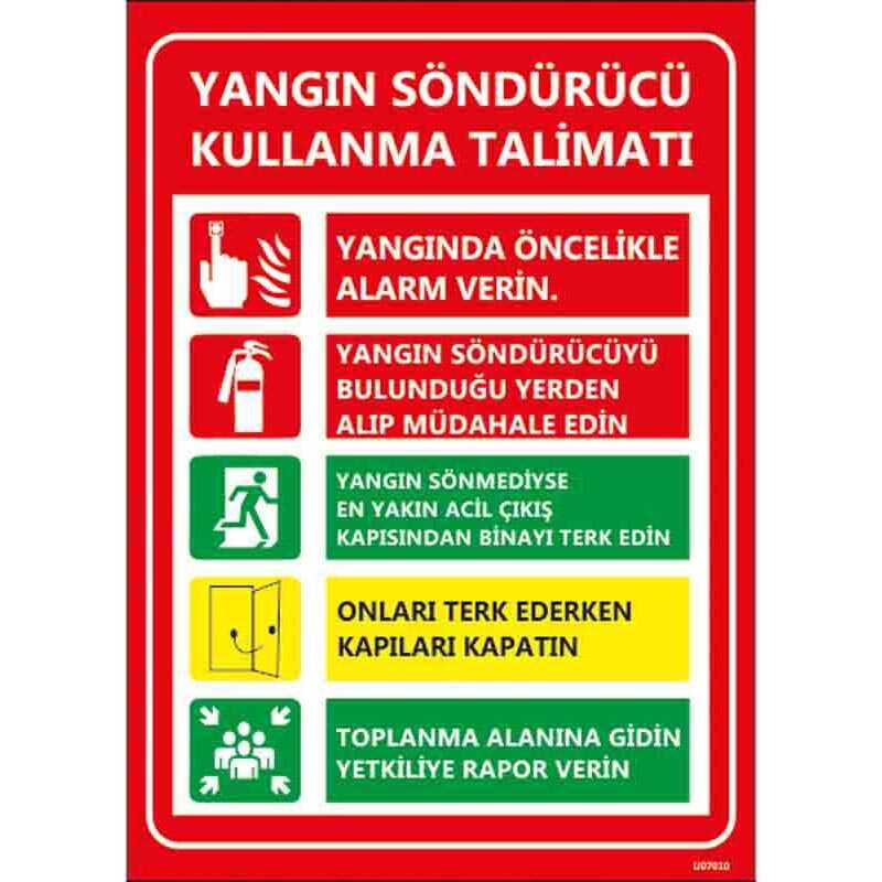 Yangın Söndürücü Kullanma Talimatı Levhası U07010