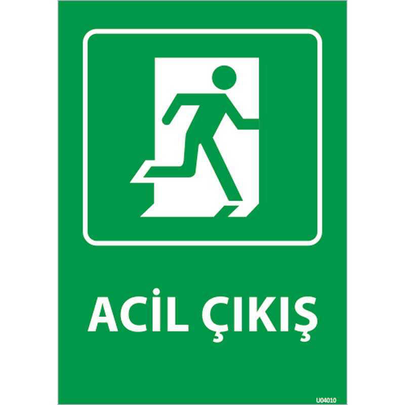 Acil Çıkış Uyarı Levhası Kapı Üzeri 25x35 3mm Fosforlu U04010