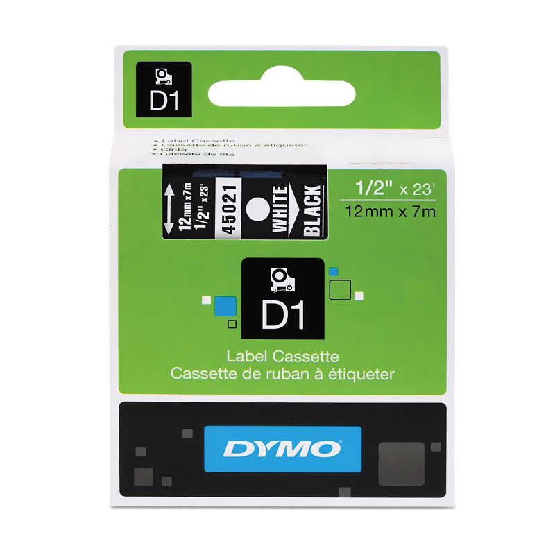Dymo Şerit D1 Beyaz/Siyah 12 mm x 7 mt 720530 45013