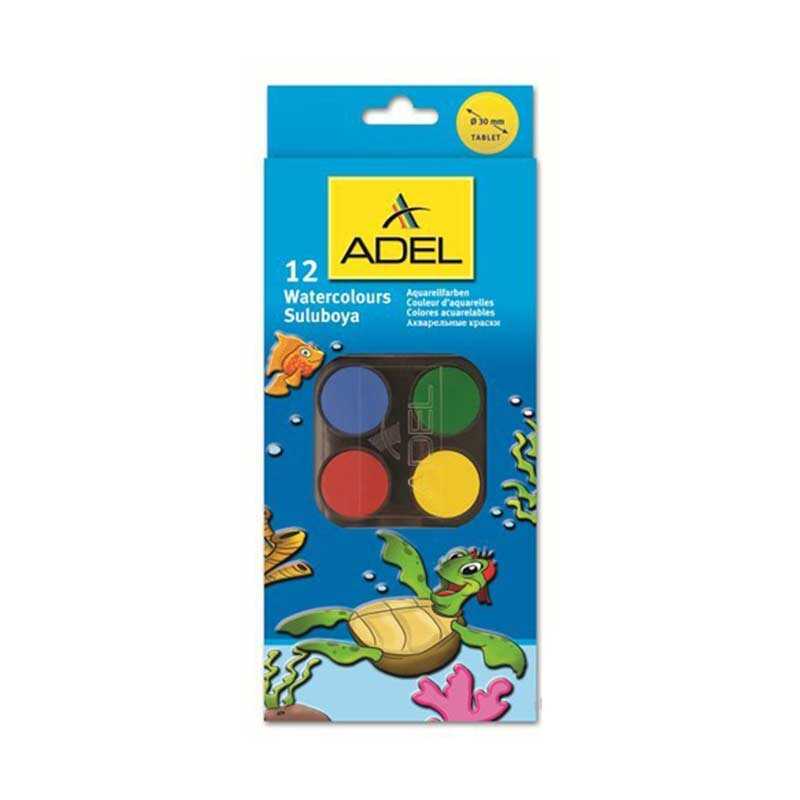 Adel 932 Sulu Boya Büyük Boy 30 mm 12 Renk