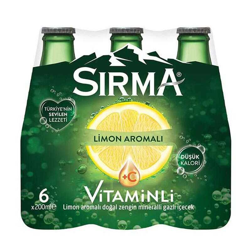 Sırma C-Plus Maden Suyu Limon Aromalı Cam Şişe 200 ml x 6 Adet