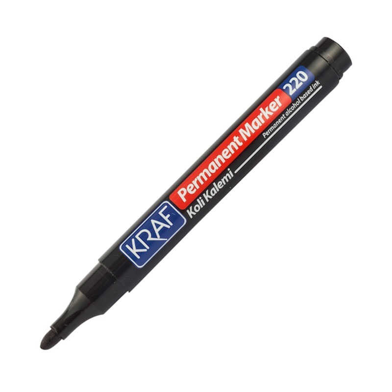 Kraf 220 Permanent Koli Kalemi Yuvarlak Uç - Siyah