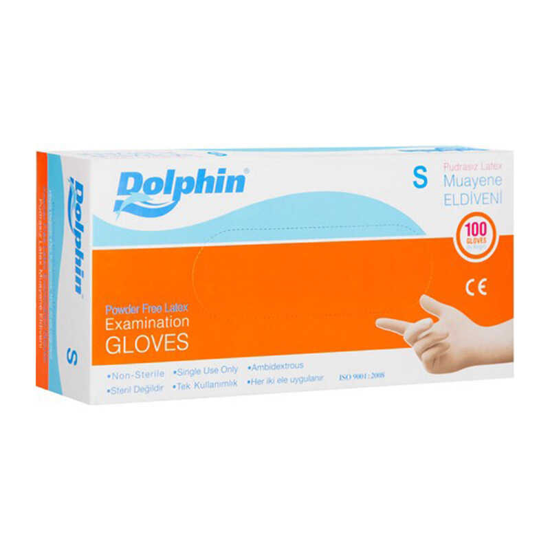 Dolphin Lateks Pudralı Muayene Eldiveni Small