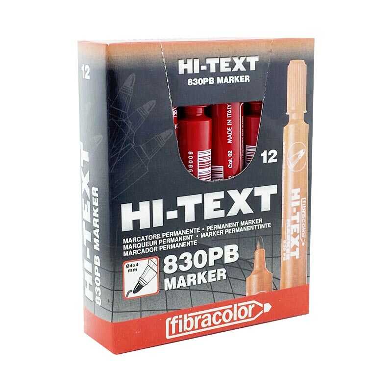 Hi-Text 830-PB Permanent Koli Kalemi Yuvarlak Uçlu 12'li - Kırmızı