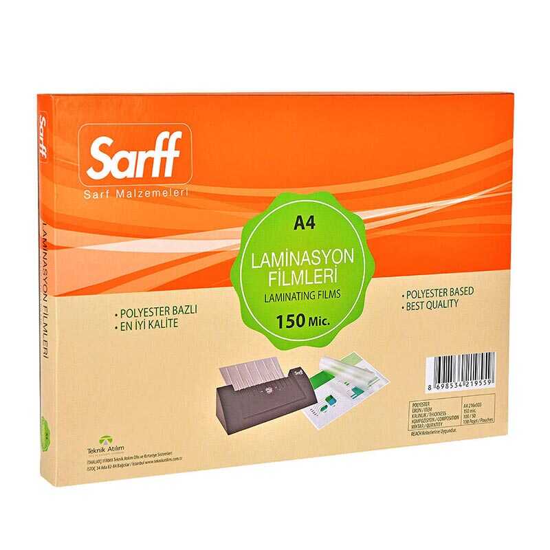 Sarff Laminasyon Filmi 150 Mikron A4 100'lü