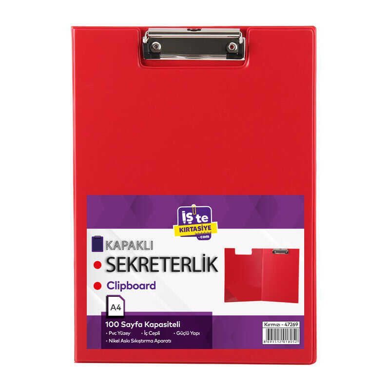 İş'te Sekreterlik Kapaklı A4 Pvc 47269 - Kırmızı