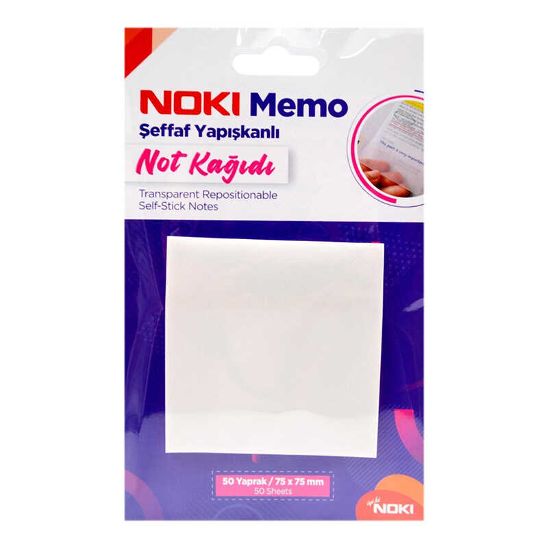 Noki Yapışkanlı Not Kağıdı Şeffaf 75x75 50 Adet