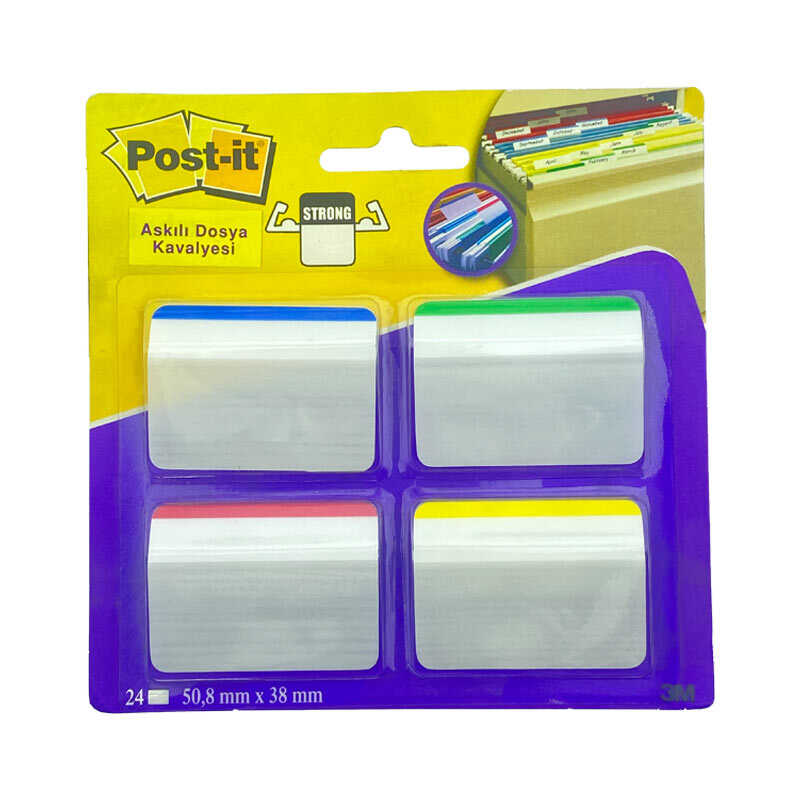 3M Post-it Yapışkanlı Dosya Kavalyesi Sert Seperator Ayraç 4 Renk 6 Adet