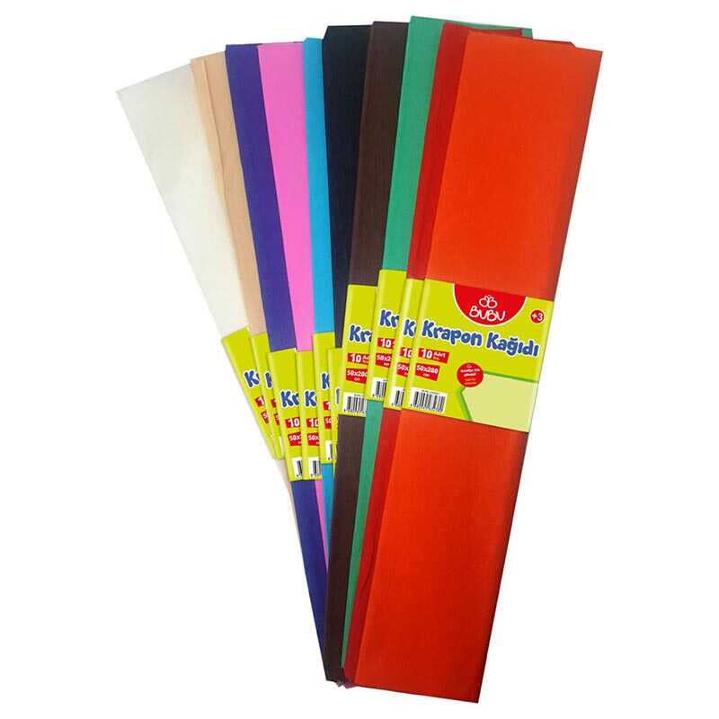 Bu-Bu Krapon Kağıdı 50x200 cm 10'lu Karışık Renk