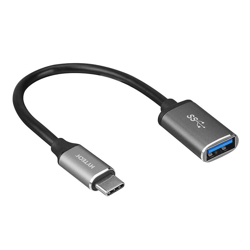 Hytech HY-XO22 USB F to Type C M 10 cm Kablolu Metal Gövdeli OTG Çevirici Gümüş 