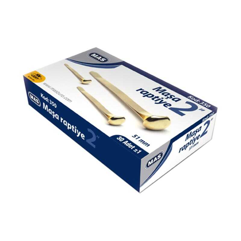 Mas 350 Maşa Raptiye Metal 51 mm 30 Adet - Sarı