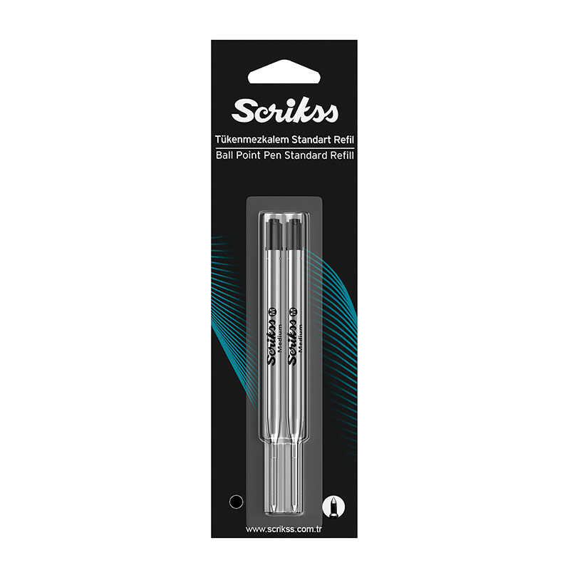 Scrikss Tükenmez Standart Dev Refil 0.7 mm Siyah 2'li Blister