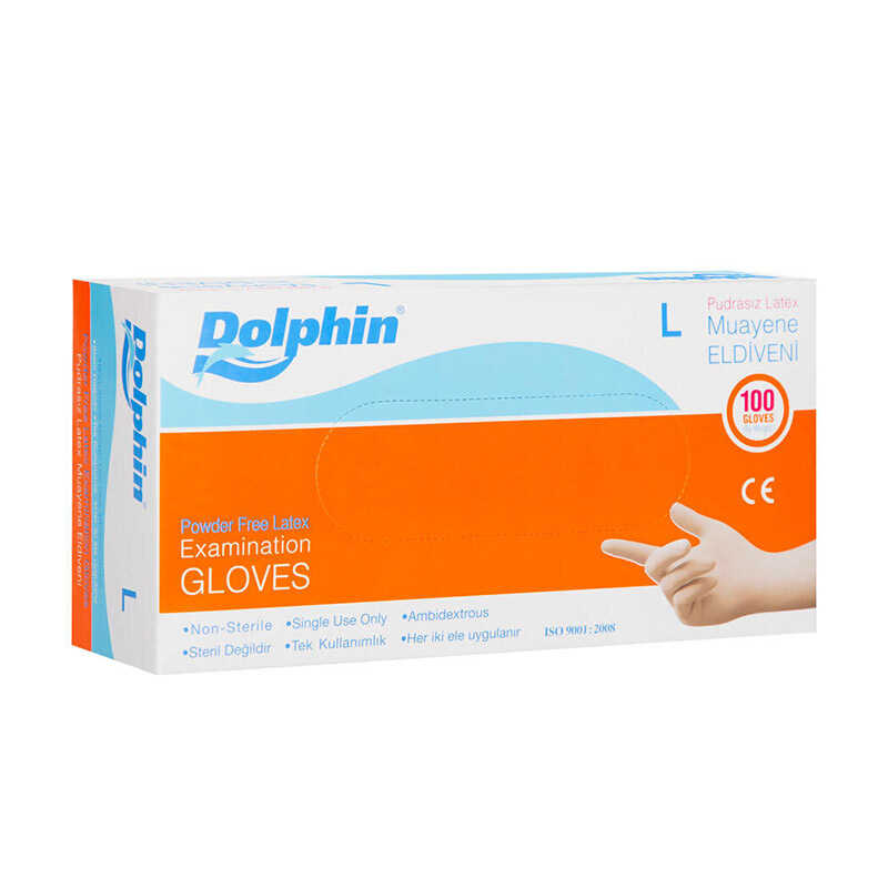 Dolphin Lateks Pudrasız Muayene Eldiveni Large 100lü
