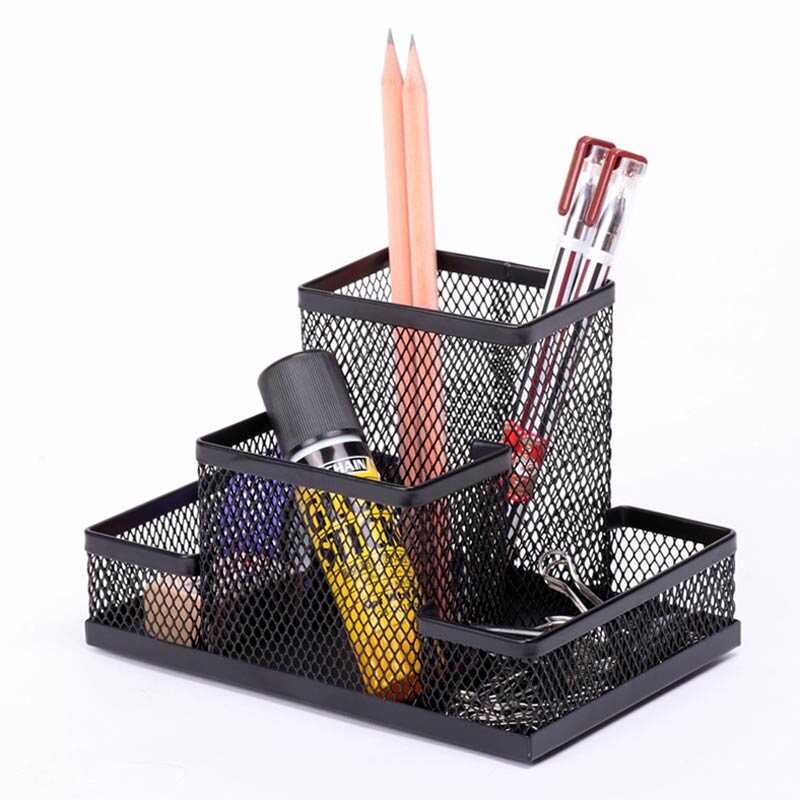 Kraf 411G Metal Perfore Organizer Kalemlik 4'lü Siyah