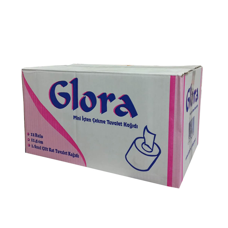 Glora İçten Çekme Mini Tuvalet Kağıdı 80 metre 4 kg 12'li Paket resmi