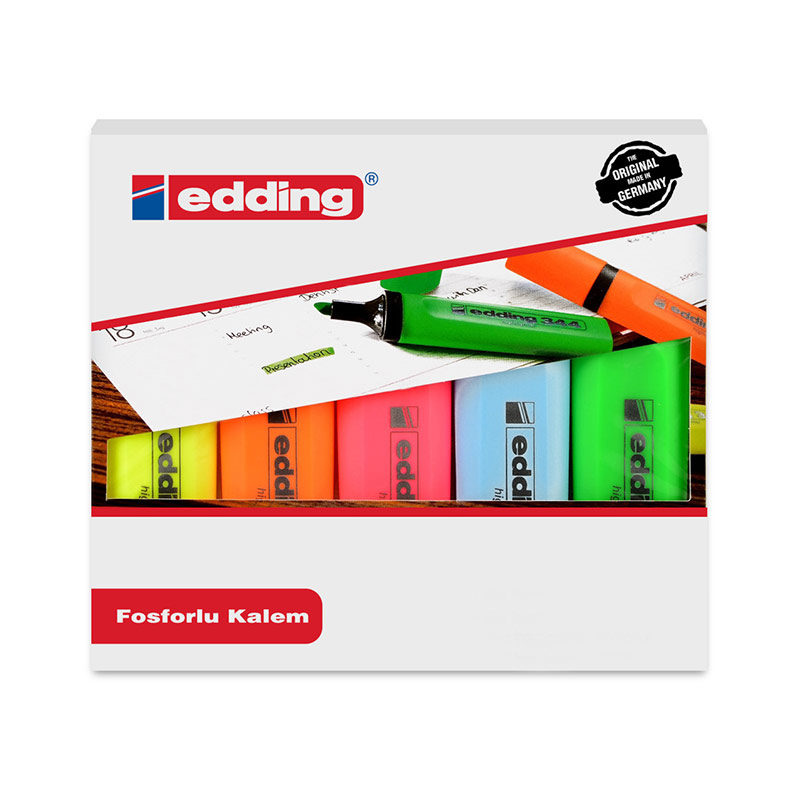 Edding 344 Fosforlu Kalem 5'li Paket Karışık Renk resmi