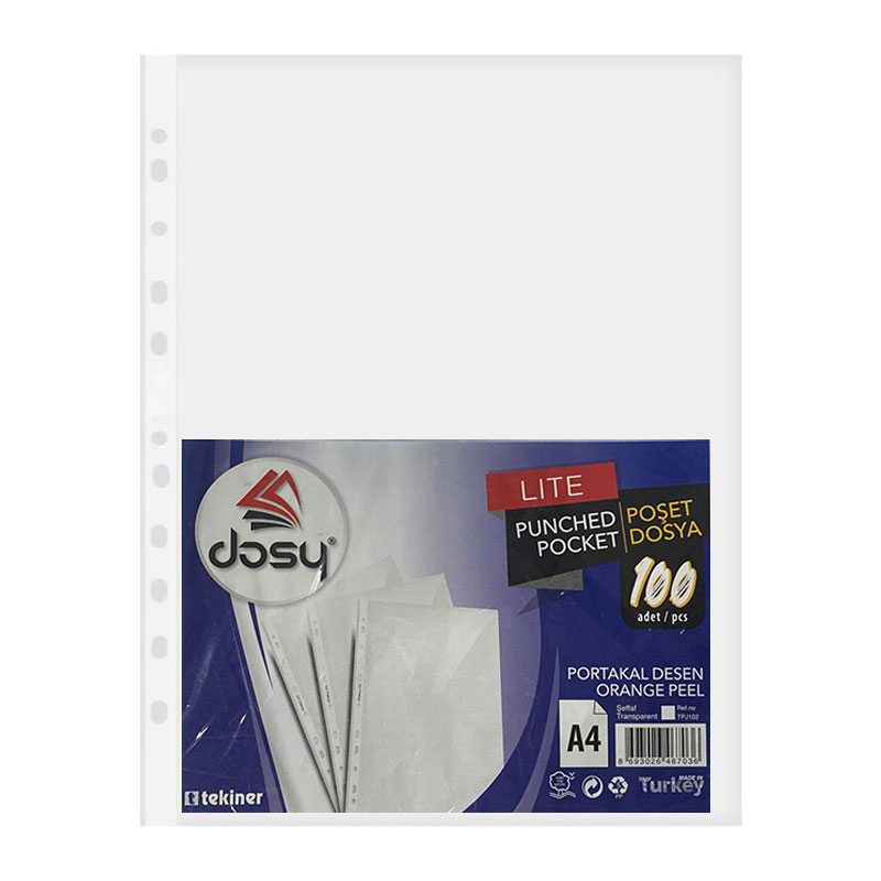 Dosy PP Şeffaf Poşet Dosya A4 100'lü resmi
